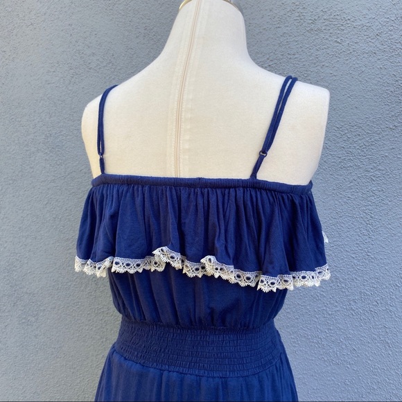 Navy Blue Ruffle Dress - Picture 7 of 7